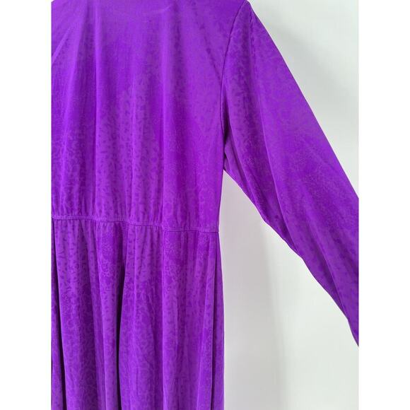 Warell Vintage Dress Womens 12 Purple Maxi Long Sleeves Satin Button Chest USA - Picture 10 of 16